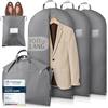 Bruce.® 3x Borsa Porta Abiti da Viaggio 100x60 cm - Grigio Ardesia | Con sacchetto per scarpe. Protegge completi, giacche e camicie da polvere e tarme. Tessuto traspirante 120 GSM.