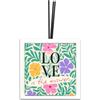 PETRAMARA Contenitore Decorativo con Ceramica e Diffusore di Profumo | Cornice in Legno Bianca con Ampollina in Vetro e Bacchette per Aromi - Prodotto in Italia (Love Is)