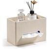 CRENDOF Scatola per fazzoletti, in pelle PU, con ripiano posteriore magnetico, rettangolare, per soggiorno, bagno e ufficio (beige)