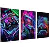 milaosk 3Pcs Neon Gaming Wall Art Canvas Stampe Poster Controller Gamepad | Immagini di videogiochi per adolescenti e ragazzi, decorazione per camera da letto, 30,5 x 40,6 cm, senza cornice