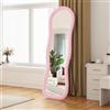 Simurq Specchio da pavimento ondulato a tutta lunghezza, 160 x 50 cm | Grande specchio con supporto, cornice effetto flanella, vetro temperato HD, da appoggiare, sospeso o appoggiato