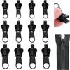 witpine Riparazione Rapida Cerniera, 12 Cursori Clipsabili Rimovibili, 3 Taglie Piccolo/Medio/Grande, Sostituzione Senza Cuciture per Vestiti Borse Valigie, Nero