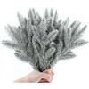TSLBW 20 Pezzi Rami di Pino Artificiale, Rami di Aghi di Innevati, Neve Smerigliata Finta Verde Pino Picks per fai da te Ghirlanda Composizione Floreale Albero di Natale Decorazione (5 rami)