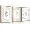 Generic 3 tele floreali verdi a quadri rosa, decorazione da parete con fiori di campo, fiori botanici, poster bohémien, per camera da letto, soggiorno, cameretta dei bambini, sala da pranzo, decorazione per
