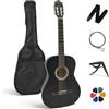 AMROVA - Set Chitarra Classica 4/4 Adulti Mancino + Borsa, Tracolla, Capotasto, Corde, 6 Plettri - Consegnata Accordata (Nero, 4/4, Mancino)
