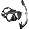 Mares Combo La Costa Dry - Kit Maschera Tuba Adulto, Vetro Temperato, Tuba 100% Dry Top, Valvola di Spurgo