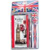 Generic Kit scolastico souvenir di Londra, set di cancelleria per la scuola, design con icone britanniche, astuccio con righello, gomma, temperamatite e matita (Bigben)