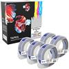 Prestige Cartridge 5x S0898140 Bianco su Blu Nastro Goffratura per Etichette (9mm x 3m) compatibile per Dymo S0717930 Omega Home & S0717900 S0717910 Junior Etichettatrici