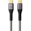 ProfiPatch Cavo USB C a USB C 3m 100W PD 3.0 5A chip E-Mark grigio contatto oro cavo dati USB in tessuto, cavo di ricarica rapida per notebook, laptop e telefoni cellulari