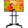 oCreon Supporto mobile per TV con rotelle, adatto per schermi LCD, LED e OLED da 32 a 85 pollici. Piano regolabile in altezza, struttura a carrello e base da pavimento. Supporta fino a 55 kg