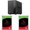 Synology DiskStation DS225+ con disco rigido NAS Seagate Ironwolf (2 x 4 TB, Seagate Ironwolf), NAS, Nero