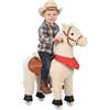 AIYAPLAY Cavallo Giocattolo Cavalcabile per Bambini con Testa Girevole | Suoni Realistici, Ruote Scorrevoli, Sella, Pedali, Maniglie, con Batterie, in Poliestere, Carico 60kg, 2+Anni, Marrone Chiaro