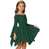 POIUIYQA Costume Rinascimentale Bambina, Vestito Medievale con Corsetto Amovibile, Spalle Scoperte e Maniche a Campana, Abito Elegante con Gonna Asimmetrica per Recita Scolastica, Carnevale, Halloween