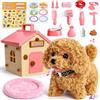 Charmofun Cagnolino Che Abbaia e Cammina, Cagnolino Interattivo per Bambini | Cane Giocattolo Elettronico in Peluche con Casa per Cani, Gioco per Bambine e Bambini 3-6 Anni, Regalo di Compleanno e Natale