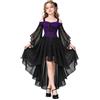 Generico Vestito Halloween Bambina Abito da Strega per Bambina Travestimento | Gotico Vestito Halloween Costume Donna Abiti Maxi con Lacci A-Line di Grandi Dimensioni con Maniche a Farfalla Feste a Tema