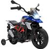 AIYAPLAY Moto Elettrica per Bambini 3-8 Anni 12V Licenza BMW G310 GS, Blu | Batteria al Litio, Motorino Elettrico Bambini, Acceleratore, Sedile in PU, Faro, Musica, Rotelle Rimovibili, 3-6km/h, 30kg
