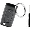 Kesiku CE0523 - Chiave per Citroen C2 C3 C4 Grand Picasso Peugeot 207 208 307 308 3008 5008 Expert Telecomando, Guscio Chiave Citroen C3, Chiave Peugeot - con Cacciavite e portachiavi