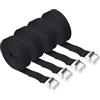 WUFKOP 4 Cinghie di Fissaggio con Cricchetto, 20mm x 1m, Nero, per Sicurezza del Carico su Portabagagli, Auto, Moto e Camping