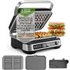 TurboTronic By Z-LINE TurboTronic 2000 W griglia a contatto intercambiabile per barbecue e waffle, display LCD, apertura a 180°, paninimaker