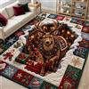 acsewater Tappeto Natalizio per il Soggiorno 90X60cm | Morbido tappeto natalizio vintage, tappeti grandi ultrasottili antiscivolo per sala pranzo ufficio decorazioni festive