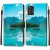SIENIANLINE Cover per Samsung Galaxy A53 5G custodia portafoglio Barca | Chiusura magnetica, Scomparti carte, Funzione supporto, Pelle PU flip cover per Samsung A53 5G