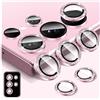 Zeponny Proteggi Obiettivo Fotocamera Compatibile con Samsung Galaxy S22 Ultra, Pellicola Protettiva per Schermo in Vetro Temperato Glitterato, Singoli Anelli Metallici (Rosa)