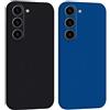 Mixroom - Cover Custodia Case per Samsung Galaxy S23 Plus Protezione Fotocamera in Silicone TPU Morbido Opaco Bordi Piatti Colore Nero + Blu