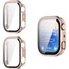 QJONSIU Cover per Huawei Watch D3, Antigraffio, 2 Pezzi, Rose Gold | Vetro Temperato 9H Integrato, PC Rigido, Protezione Completa, Antimpronta
