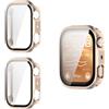 QJONSIU Cover per Huawei Watch D3, Antigraffio, 2 Pezzi, Gold | Vetro Temperato 9H Integrato, PC Rigido, Protezione Completa, Antimpronta