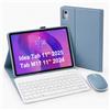 HLTOOP Custodia per tastiera Lenovo Idea Tab 11'' 2025 TB336ZU/TB336FU/ Tab M11 2024/ K11, QWERTZ tedesco, sottile copertura in PU con tastiera magnetica rimovibile, mouse tablet, blu