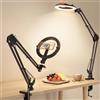 CloudValley Supporto telefono dall'alto con ring light 10, treppiede da scrivania magnetico 5000mAh con display batteria, luce LED pieghevole con 3 modalità e 10 livelli di luminosità per Fotografia