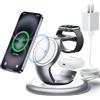 EXW Caricatore Wireless Magnetico 3 in 1 per iPhone, Apple Watch e AirPods | Ricarica Rapida 15W, Compatibile con MagSafe, Luce Ambientale Regolabile, per iPhone 18/17/16/15/14/13/12,Argento