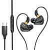 Opatiny Auricolari da gioco USB-C con microfono, cuffie in-ear HiFi, isolamento acustico, auricolari cablati per giochi mobili, musica, sport (C)