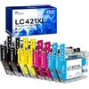 Fooylen LC421XL LC-421XL Cartucce Compatibile per Brother LC421 LC-421XL Multipack LC421XLVAL per DCP-J1050DW MFC-J1010DW DCP-J1140DW Alta Capacità (2 Nero 2 Ciano 2 Magenta 2 Giallo)
