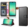 iCatchy Custodia per Samsung Galaxy A26 con 4 scomparti per schede (nero) | Custodia a portafoglio in pelle ecologica in poliuretano, antiurto, con chiusura magnetica, supporto per carte di credito