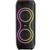 media-tech Altoparlante Bluetooth Karaoke 120W RMS POWER AUDIO MAX MT3185 Altoparlante portatile doppio 8 pollici RGB TWS USB microSD AUX BT 5.3 Batteria 11h Telecomando Display LED