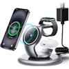 EXW Caricatore Wireless Magnetico 3 in 1 per iPhone, Apple Watch e AirPods | Ricarica Rapida 15W, Compatibile con MagSafe, Luce Ambientale Regolabile, per iPhone 18/17/16/15/14/13/12,Nero