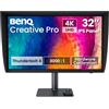BenQ Creative Pro PV3250U Monitor 32 4K per Color Grading e Video Editing | 99% P3, 100% sRGB/Rec.709, 3000:1, HDR600, 96W Thunderbolt 4, 120Hz, Calibrazione Hardware, 16-bit 3D LUT, KVM, Daisy Chain