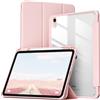 BQDIYOO Cover per iPad (A16) 11 Generazione 11 2025 / iPad 10 Generation 10.9 2022 Custodia protettiva con porta penna, retro trasparente, standby / sveglia automatica, rosa