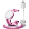 EXW Caricatore Wireless Magnetico 3 in 1 per iPhone, Apple Watch e AirPods | Ricarica Rapida 15W, Compatibile con MagSafe, Luce Ambientale Regolabile, per iPhone 18/17/16/15/14/13/12,Rosa