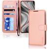 TECHGEAR Custodia per Motorola Moto G15, custodia a portafoglio in pelle PU [blocco RFID] porta carte, supporto, cinturino da polso, chiusura magnetica, protezione antiurto per Moto G15, oro rosa