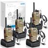 eSynic 4PZ Walkie Talkie Ricaricabile VOX, PMR446MHz Frequenza Civile, Radio Ricetrasmittente Portatile 16 Canali Singola Banda con Auricolari Originali per Sopravvivenza Outdoor - Giallo Mimetico