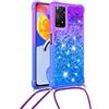 Fiokxie Custodia con Cordino per Xiaomi Redmi Note 12 Pro 4G, Glitter Liquido Quicksand Custodia(Pendenza), Sparkly TPU Silicone Protettivo Case Anti Graffio Antiurto Cellulare Cover con Collana