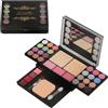 CHSEEO Kit palette trucco tutto in uno: 24 ombretti + 3 fard sfumati + 2 illuminanti + rossetti 4 colori, accessori completi (piumino da cipria + pennello a doppia estremità + spugnette + specchio)