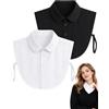 ZenoScope 2pz Collari Falsi Donna, Colletto Camicia Staccabile Bianco Nero, Colletto Finto Removibile in Cotone per Bluse e Abbigliamento Formale