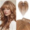 Rich Choices Hair Topper Capelli Veri Donna con Frangia Clip in Hairtopper Base a Rete a Forma di T con 3 Clip #6 Lino Scuro Lisci Remy Human Hair Topper