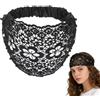 Genérico Cerchietto in pizzo - Nastro di fiori e perle | Fasce Boho elastiche e larghe per donne, per matrimoni, acconciature dei capelli, viaggi, uso quotidiano, vacanze e