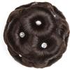 Generic Extension per chignon disordinato, capelli sintetici, extension per coda di cavallo, accessori per capelli da sposa (marrone scuro-diamante bianco)