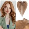 Rich Choices Hair Topper Capelli Veri Donna Senza Frangia Clip in Hairtopper Base a Rete a Forma di T con 3 Clip #6 Lino Scuro Lisci Remy Human Hair Topper