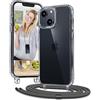 Vaykwo Cover con Cordino per iPhone 13 Mini 5.4'',Custodia con Regolabile Collana per iPhone 13 Mini, Protezione Completa a 360 Gradi Trasparente Case con Laccio Tracolla, Grigio